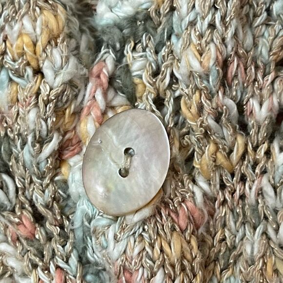 JH COLLECTIBLES Woman's M Open Crochet Knit Sweater Button belt - Picture 6 of 7